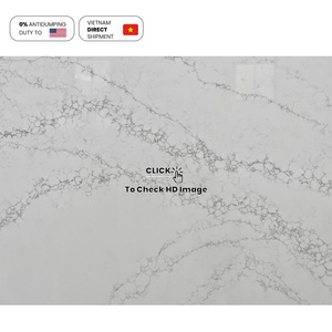 Table de salle à manger en quartz limite de fatigue supérieure Ella White Carrara Quartz Flame Resistance Condo Kitchen Project Table à manger - Product Image 6