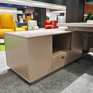 Custom Size Luxury Executive Office <b>Desk</b> L Shaped Wood Panel Open Work Space Staff Cluster <b>Workstation</b> Table - Product Image 3