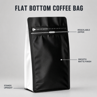Sac à café à fond carré Lebei de qualité alimentaire avec matériau MOPP/VMPET/PE, thermoscellable, réutilisable, à fermeture éclair, à fond à 8 côtés, prêt à être expédié