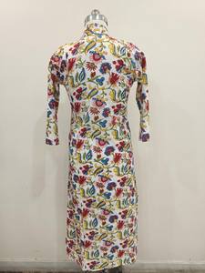 Robe longue en coton indien imprimée à la main, manches longues, style bohème, vêtements pour femmes, qualité supérieure - Product Image 4