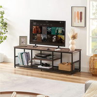 Luxueux meuble TV 55 pouces pour téléviseurs jusqu'à 65 pouces, console multimédia ouverte à 3 niveaux pour salon/chambre à coucher