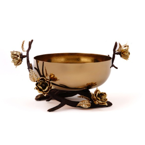 Cuenco decorativo para servir frutas, cuenco para servir de Metal plateado de la mejor calidad con Rama de flores para fiestas de boda, cuenco central - Product Image 6