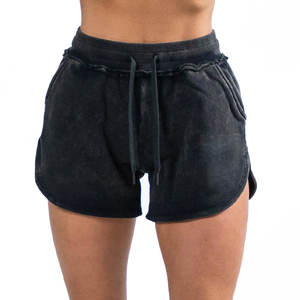 OEM personnalisé vente en gros été coton français éponge multi couleurs taille haute femmes Shorts sueur Gym Shorts lavage à l'acide Jogger Shorts - Product Image 1