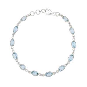 6.40 GM สร้อยข้อมือเพชรรูปไข่สีฟ้าน้ำทะเลธรรมชาติขนาด7.5-ของขวัญสำหรับปาร์ตี้คริสเตียน - Product Image 1