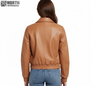 Chaqueta de cuero genuino de napa de oveja para mujer, ropa de invierno para niña, chaqueta de cuero de estilo para mujer, abrigos con bolsillos para mujer - Product Image 2