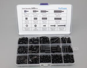 600pcs M3 nam Nylon Hex miếng đệm máy giặt Nut, Bo mạch chủ Bracket & vít Combo kit, bảng mạch PCB Threaded strut (Màu Đen) - Product Image 1