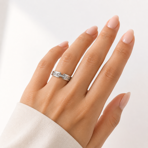 Rhodium Plated Zircon Gemstone <b>Ring</b> for Wedding Engagement Gift - Product Image 5