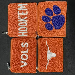 Bolso de mano artesanal de seda con bordado de cuentas estilo floral, de alta calidad, con estampado de voleibol, para el día del partido, monedero. - Product Image 1