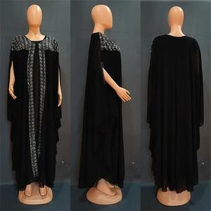 Robe de Soirée Abaya Kaftan en Mousseline de Polyester Respirante Grande Taille Modeste avec Strass pour Femmes Musulmanes Vêtements Islamiques - Product Image 5