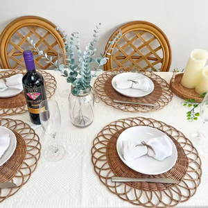 Natural Style round Wicker <b>Placemat</b> Hand <b>Woven</b> Decorative Flower Sustainable Home Decor Plate Dish Made in Viet Nam - Product Image 6