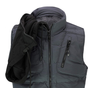 Chaleco de invierno para exteriores para hombre, chaleco sin mangas acolchado grueso con capucha extraíble y bolsillo con cremallera - Product Image 4