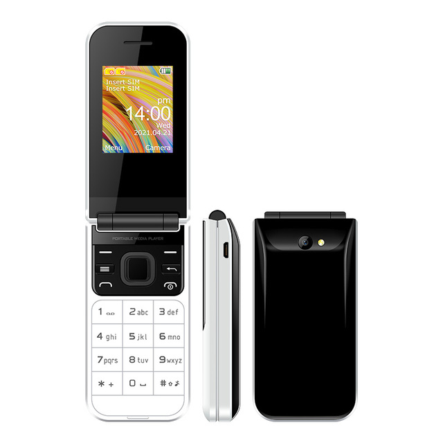 Wholesale 1.77 Inch Dual SIM Cellphone GSM Keypad Feature Flip Mobile Phone with LED Reminder