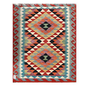 Alfombra Kilim de Maimana, Afganistán, 118 x 95 cm, Producto para Colgar en la Pared - Product Image 1