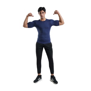 Performance Compression T Shirt <b>Men</b> Polyester Spandex Slim Fit <b>Stretch</b> Gym Training Quick Dry Breathable Athletic Wear Front OEM - Product Image 5