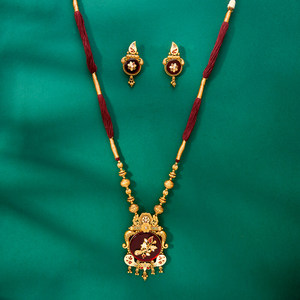 Conjunto de colgante Meenakari antiguo de diseñador inspirado famoso, joyería de moda con chapado en oro - Product Image 5