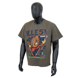 Camiseta de punto para hombre con lavado ácido TOP SHOW al por mayor, de alta calidad, con gráfico personalizado, efecto desgastado, algodón lavado, impresión DTG, estilo vintage - Product Image 1