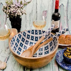 Tazón de Madera Hecho a Mano para Cocina, Uso Diario, Diseño Floral Ecológico, No Tóxico, para Comida, Desayuno, Fiestas, Decoración Festiva - Product Image 1