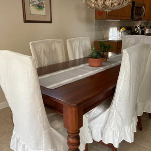 Funda de lino natural francés, funda lavable para silla y sofá con volantes para sofá de tres plazas - Product Image 3