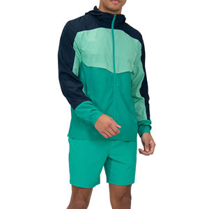 Conjunto de dos piezas para hombre, pantalones cortos deportivos cortavientos personalizados y Sudadera con capucha, chándal con cremallera, Sudadera con capucha, conjunto corto de nailon OE - Product Image 1