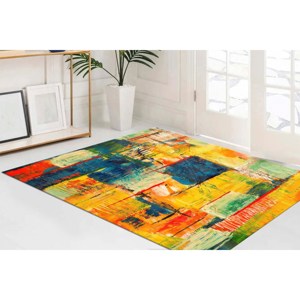 Alfombra Amarilla con Diseño de Arte Moderno, Alfombra Suave de Tela No Tejida - Product Image 3