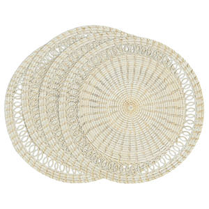 Natural <b>rattan</b> <b>placemat</b> round wicker table mat eco friendly durable boho rustic decorative tableware for home restaurant hotel - Product Image 3