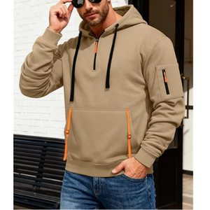 Sweat à capuche décontracté pour homme BD, doublé polaire, hiver, pull à fermeture éclair, multi-poches, 320 grammes, double couche, placement frontal - Product Image 2