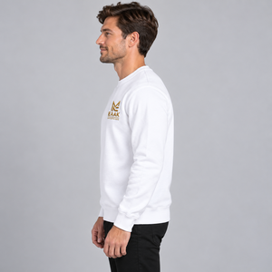 Sweat-shirt à col rond blanc uni pour homme, personnalisé avec logo, manches longues, coupe classique, pull décontracté, marque privée, vente en gros - Product Image 5