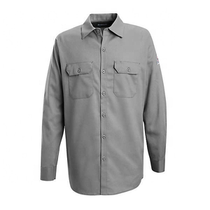 Chemise de travail pour hommes bleu clair 100% coton Chemise de protection de sécurité personnalisée OEM Prix abordable - Product Image 4
