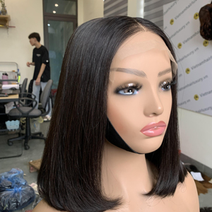 Hueso recto corte Romo Bob corte pelucas con cabello virgen Remy 100% cabello humano vietnamita cabello tejido crudo de trama sin procesar - Product Image 1