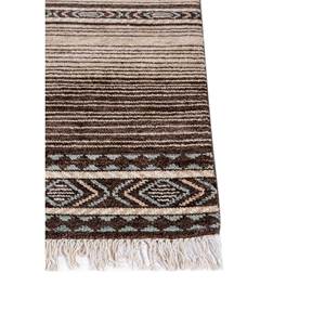 Tapis en laine noué à la main Thyme Beige Marron Lca-884, motif abstrait rayé, pour entrée, couloir, tapis puzzle rectangulaire pour la maison - Product Image 4