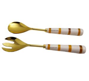 Acero inoxidable PVD chapado en oro con mango de resina Cubiertos dorados de acero inoxidable Mezcla y cocina Servidor de ensalada Cucharas para servir - Product Image 1