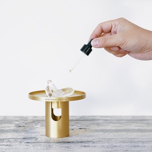 Brûleur à huile or en laiton cristal diffuse brûleur à huile essentielle décoratif brûleur à cire d'encens utilisation pour la maison SPA aromathérapie - Product Image 1