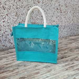 Cosmetic Shopping Handbag Customized Welcome Wedding Guests with Smooth Zipper Closure Laminated <b>Jute</b> <b>Bag</b> for <b>Gifts</b> - Product Image 5