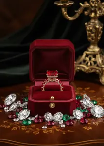 Anillo de Compromiso Premium con Halo de Diamantes, Granate y Zafiro Rosa de 6 Quilates para Mujer, Proveedor de Joyería al por Mayor de Moissanita - Product Image 3
