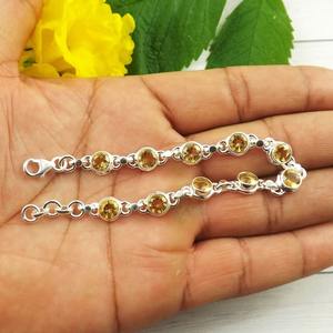 Anniversary Gift Citrine Gemstone 925 Sterling Silver Handmade Fine Silver Tennis <b>Bracelet</b> Jewelry Trendy Party - Product Image 2