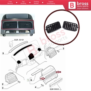 Diffuseur pivotant de conduit de buse d'aération centrale BDP1157 735459180 pour Linea Grande Punto Doblo 263 - Product Image 5