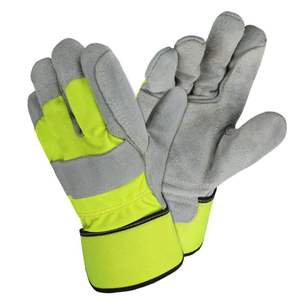 Gants de travail en cuir de vache fendu sur mesure pour hommes Rigger canadien résistant et durable réfléchissant - Product Image 3