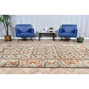 Alfombra Turca Vintage de 5.8x9.4 pies, Alfombra Grande, Alfombra Azul Abstracta - Product Image 1