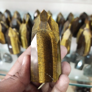 Œil de tigre naturel de qualité supérieure, Points de cristal terminaux à facettes provenant d'exis Crystal export - Product Image 4