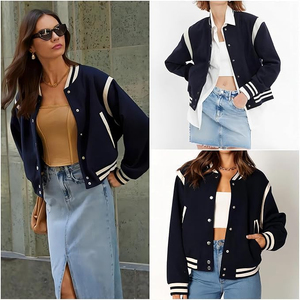 Chaqueta universitaria de piel de oveja reversible personalizable para mujer, venta al por mayor, chaquetas con letras en blanco para mujer, tipo de procesamiento teñido - Product Image 4