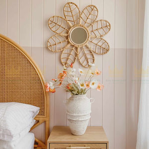 Espejo de ratán ecológico moderno hecho a mano, espejo de pared boho-chic de forma personalizable para decoración del hogar para sala de estar y dormitorio - Product Image 5