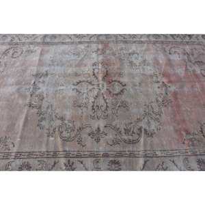 Tapis turc vintage de 5.9x9.7 pieds, rose beige, patchwork, tapis plat en laine tissée pour décorations de salon, support en latex de 4m de largeur - Product Image 5