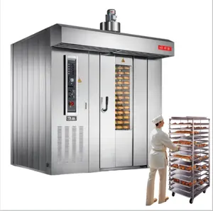 Forno de cozimento a gás para biscoitos, equipamento pequeno com calor rotativo, forno industrial com vapor para máquina de padaria