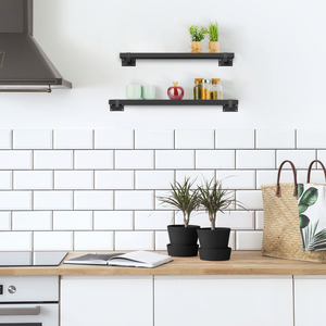 Emuca Juego de Soporte de Estantes Expositores de Pared Pintados de Color Negro Hecho Tubo Cuadrado Recto Acero para Estantes de Madera Made Spain Model 4101614 - Product Image 4