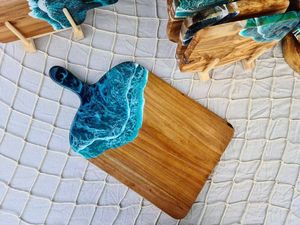 Resina de venta de fábrica con tabla de queso de madera de acacia, tabla de servir de resina y madera, bandeja para servir queso y tabla de cortar - Product Image 3