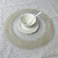 Assiettes rondes en plastique dorées à perles, 13 pouces, pour la restauration, service de dîner, décoration de table de mariage