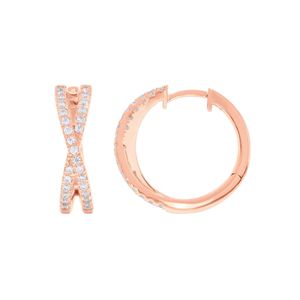 ต่างหูห่วงรูปกากบาทเพชรทรงกลม - Product Image 1