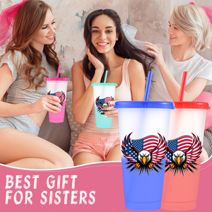 Bicchieri Personalizzabili con Logo per il 250° Anniversario Americano, Regalo Souvenir Premium in Plastica da 16oz e 24oz che Cambiano Colore con l'Acqua Fredda - Product Image 4