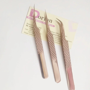 Pince à épiler d'extension de cils d'isolation de volume de finition de plasma d'or rose - Product Image 1