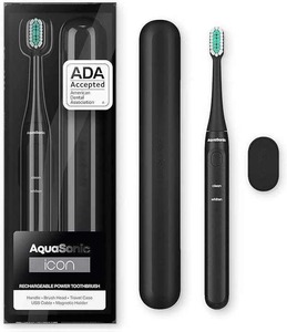 Aquasonic Icon ADA-Cepillo de dientes sónico recargable aceptado con soporte magnético y estuche de viaje Delgado 2 modos de cepillado Temporizadores inteligentes - Product Image 1